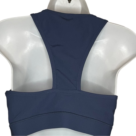 Blue womens Zip-Front  Sports Bra - Picture 6 of 12